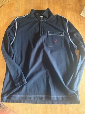 Nautica Black Quarter-Zip Pullover with Pocket Accent